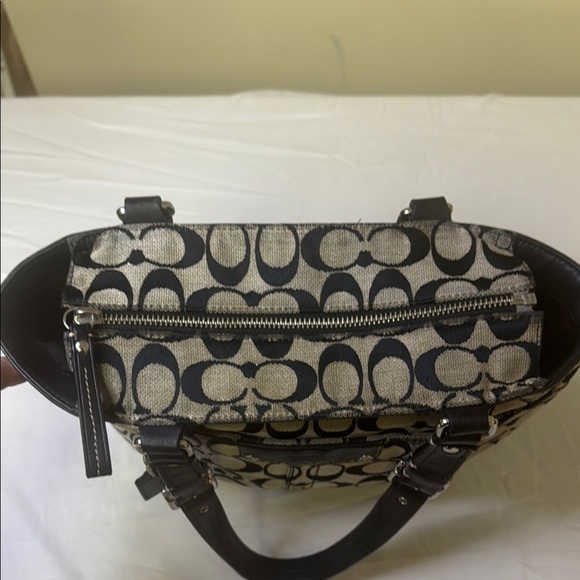 Coach Black and Tan Signature Tote with Leather Handles and leather Coach wallet - Picture 3 of 17